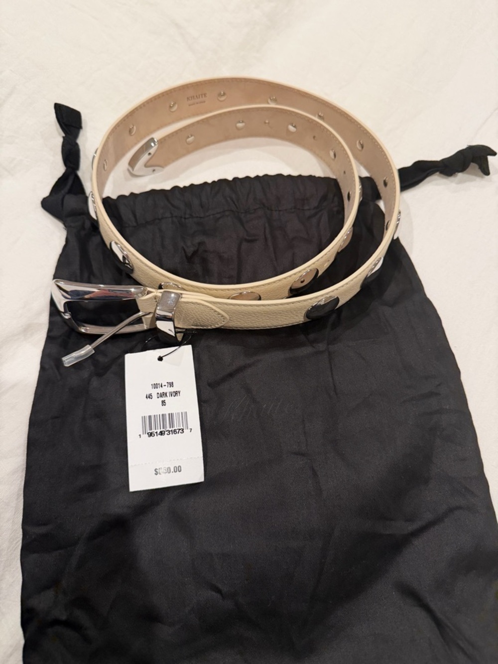 KHAITE Benny Studded Belt in Dark Ivory Leather *with dust bag - Picture 5 of 5